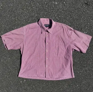 vintage 반팔 체크 셔츠 짧은 기장