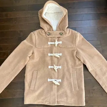 카멜 후드 부착 더플 코트