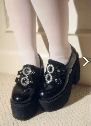 버블스 더블 버클 통굽 신발 블랙 37