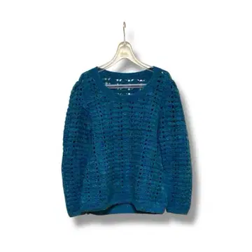 손뜨개질 핸드메이드 니트 짙은 녹색 크로셰 뜨개질 시스루 긴팔 니트