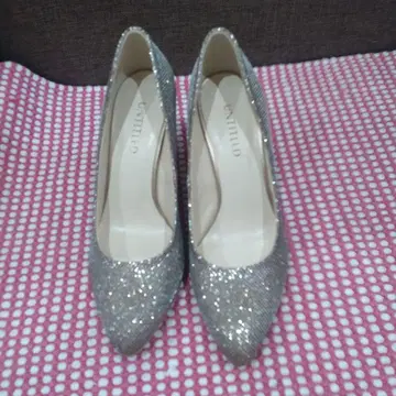 UNTITLED 실버 글리터 하이힐