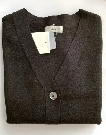 [ 미사용 새상품 ] IENA 슈퍼 파인 스무스 숏 가디건 브라운