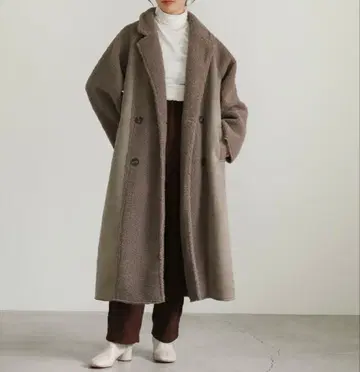 select moca (완판템)더블 브레스트 롱 코트 브라운