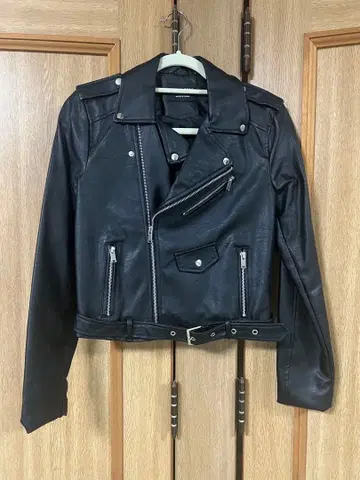 LOVE TREE 블랙 가죽 라이더 자켓 S