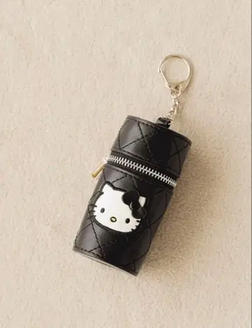로리즈팜 헬로키티 퀼팅립 파우치 키 참 블랙