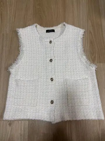 GREEN LABEL RELAXING 화이트 트위드 베스트