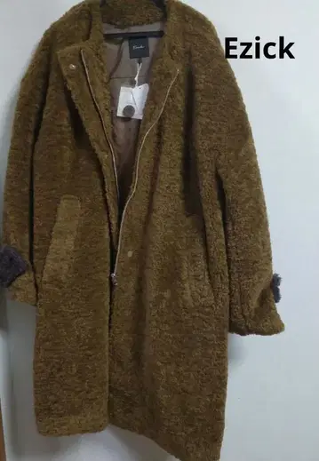 Ezick 노카라 하이쇼크 보아 코트 카키 브라운