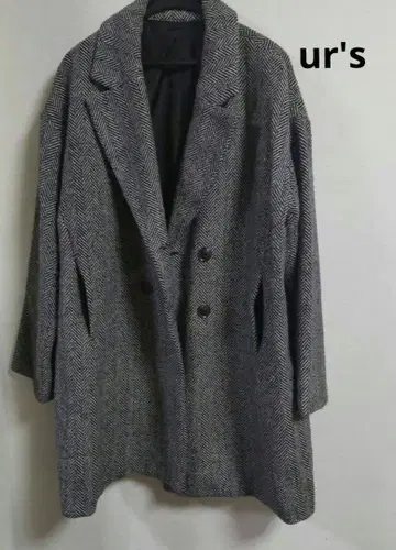 ur's 헤링본 무늬 더블 브레스트 코트