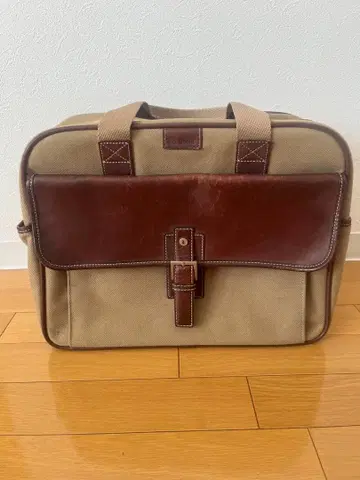 비즈니스 백 베이지/브라운 캔버스/가죽