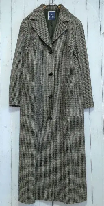 ELLE 체크 무늬 롱 코트