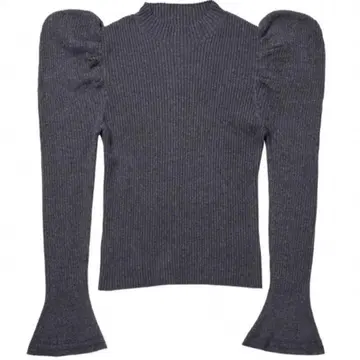 볼륨 소매 글리터 립 니트 탑