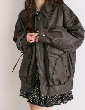 올리브 데 올리브 리본 포켓 에코 가죽 BIG 블루종 블랙