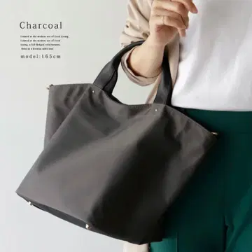 vita felice 천연 가죽 핸들 2way 나일론 토트백 M 차콜