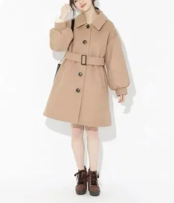 Heather 2WAY 스탠 칼라 롱 코트 옷깃/벨트 포함