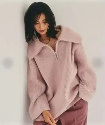 FRAY I.D 빅 칼라 지퍼 니트 핑크