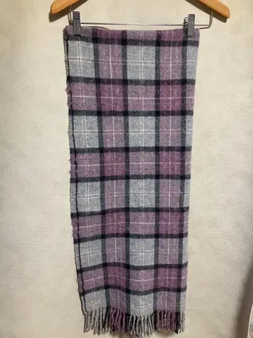 온워드 체크 무늬 프린지 머플러 대형