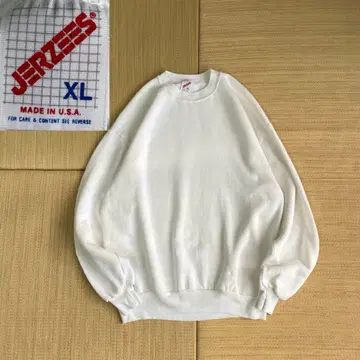 80s USA제 저지 무지 맨투맨 화이트 XL