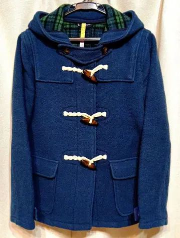 MARINE&WORK par ici 울 후드 더플 코트 네이비