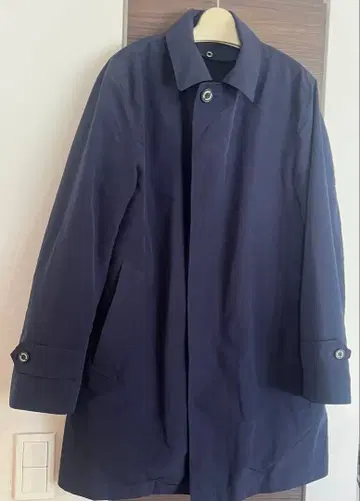 네이비 스텐카라 코트 소매 아이렛 포함