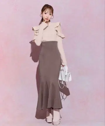 미셸 마카롱 어른의 슬림 레그 스커트 머메이드 스커트 M 브라운