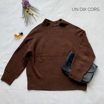 앤디콜 울 하이넥 니트 심플 니트 풀오버 브라운 F
