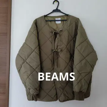 BEAMS 올리브색 카키 퀼팅 자켓