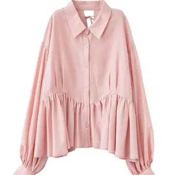 [택 포함 새상품] 이번 시즌 신상 개더 페플럼 셔츠 핑크