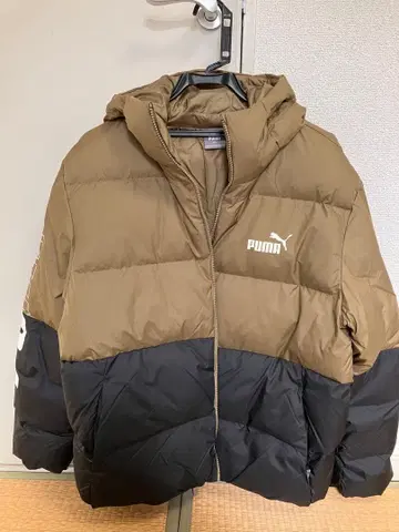 PUMA 후드 부착 다운 자켓 올리브 블랙