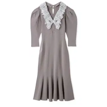 snidel 자수 칼라 니트 머메이드 원피스 그레이 가을/겨울 양산