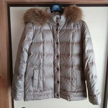 하자품 22OCTOBRE 천연 퍼 포함 베이지 다운 자켓