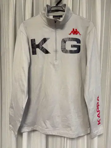 KAPPA 하프 지퍼 하이넥 긴팔 셔츠 L 사이즈 남성용 그레이