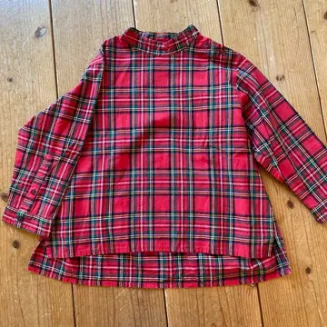 빨간색 마드라스 체크 귀여운 상의