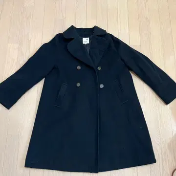 네이비 더블 브레스트 롱 코트