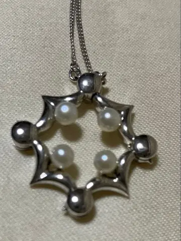 실버 925 펄 장식 목걸이