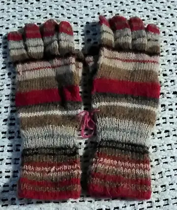 알파카 100% 장갑 적갈색 스트라이프