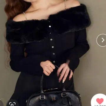 NICE CLAUP 비쥬 인조 모피 니트 블랙