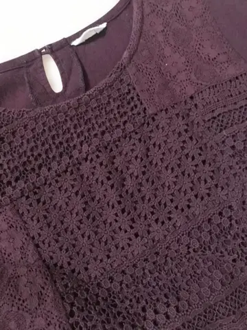 퍼플 레이스 디테일 원피스