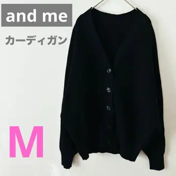 [ andme ] 리브 V넥 가디건 블랙 M 사이즈
