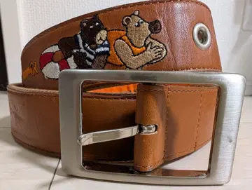 CASTELBAJAC 캐주얼 남성용 벨트 곰 자수 별 모양 브라운 가죽