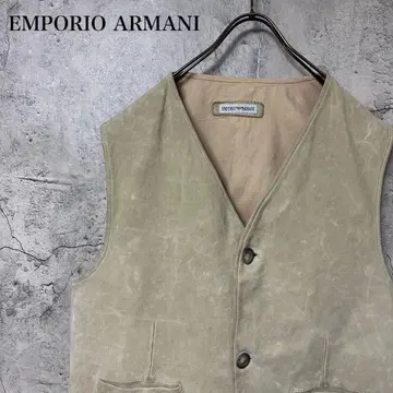 [ 초레어 ] EMPORIO ARMANI 가죽 베스트 절개 vintage