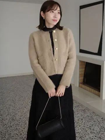 미사용 택 포함 캐시미어 블렌드 노카라 니트 자켓 anuans