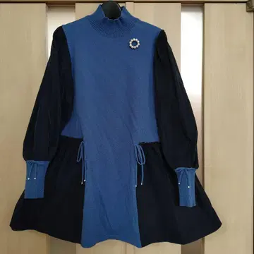 슈퍼 뷰티 파랑 다크 네이비 튜닉 펄 비쥬 리본 멋짐! 새상품급