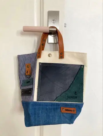 핸드메이드 토트백 가죽 x 캔버스 x 데님 패치워크