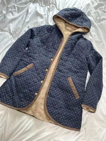 네이비 도트 무늬 퀼팅 자켓