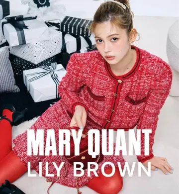 LILY BROWN x MARY QUANT 트위드 니트 가디건 x 스커트