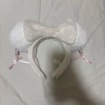 화이트 귀 모양 머리띠 리본 포함