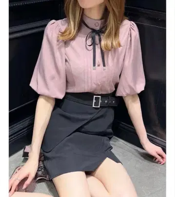 [ EATME ] 벌룬 슬리브 리본 블라우스