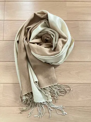 스톨/숄 베이지 x 브라운 그라데이션 캐시미어 혼방