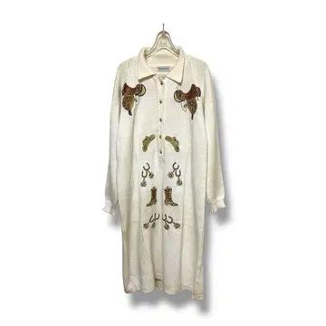 빈티지 비즈 웨스턴 자수 수입 니트 원피스