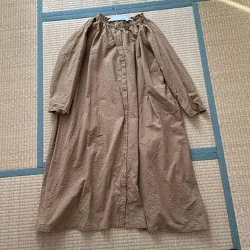 사만사 모스모스 린넨 코튼 브라운 셔츠 원피스